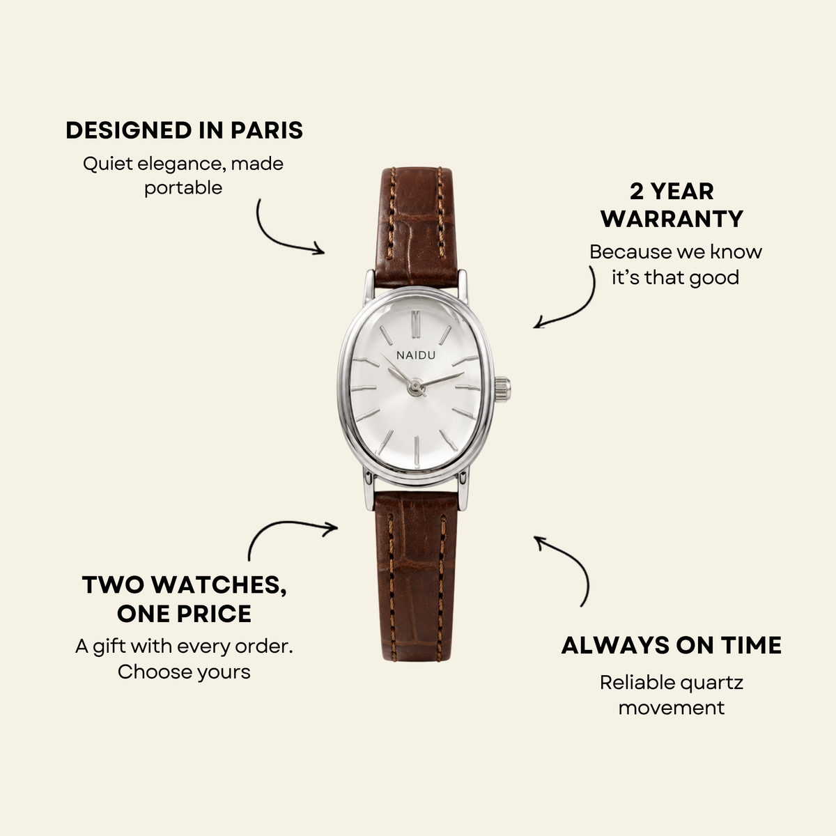 Madeleine Watch Cognac | Caliarue