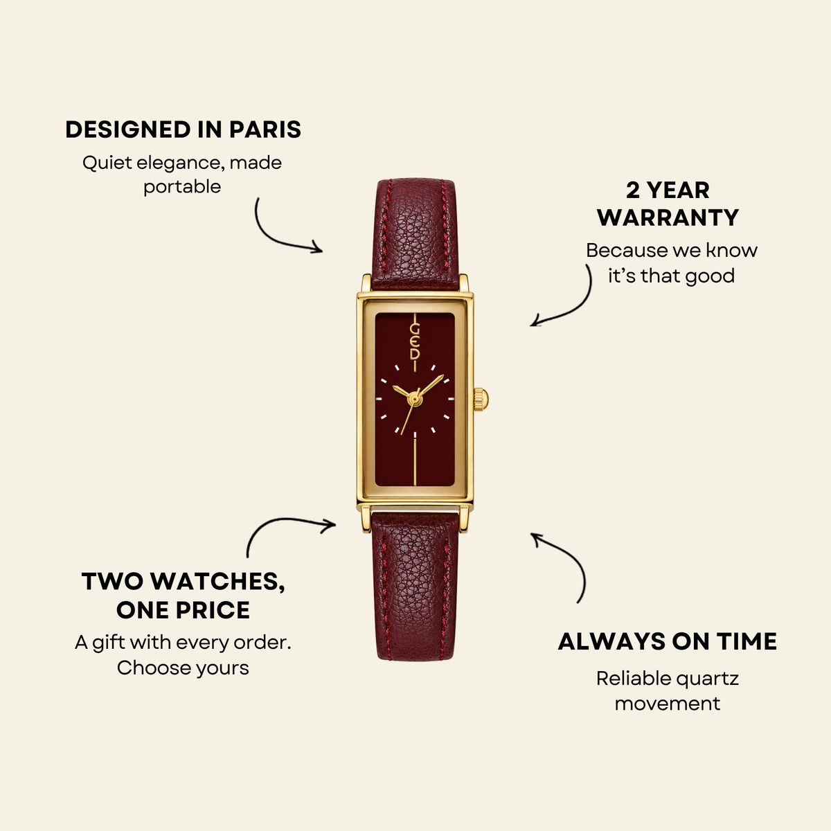 Montaigne Watch Burgundy | Caliarue